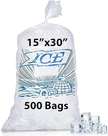 15X30 inches Ice Bags with Printed 2 Mil Metallocene (mPE)
